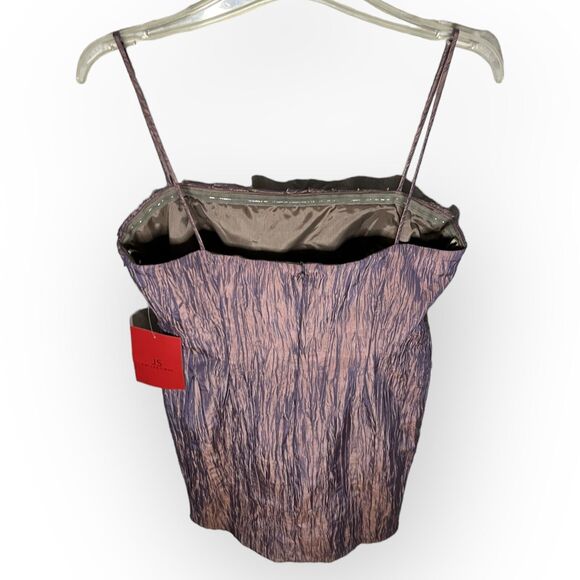 JS Collections Iridescent Mauve Spaghetti Strap Layered Cocktail Dress Sz 12 HTF - Picture 9 of 15